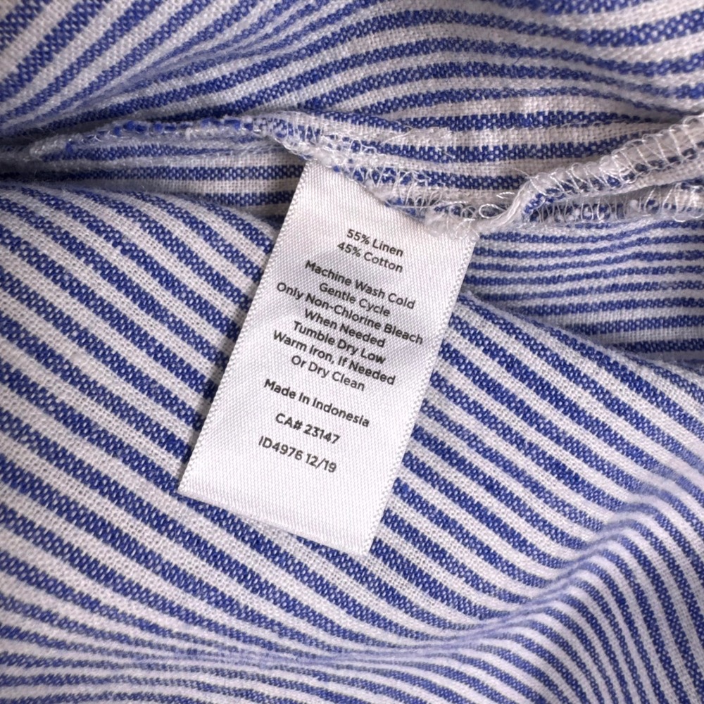 Talbots Blue White Striped Linen Cotton Maxi Dress Sleeveless Petite 10P ID4976 - Picture 5 of 8